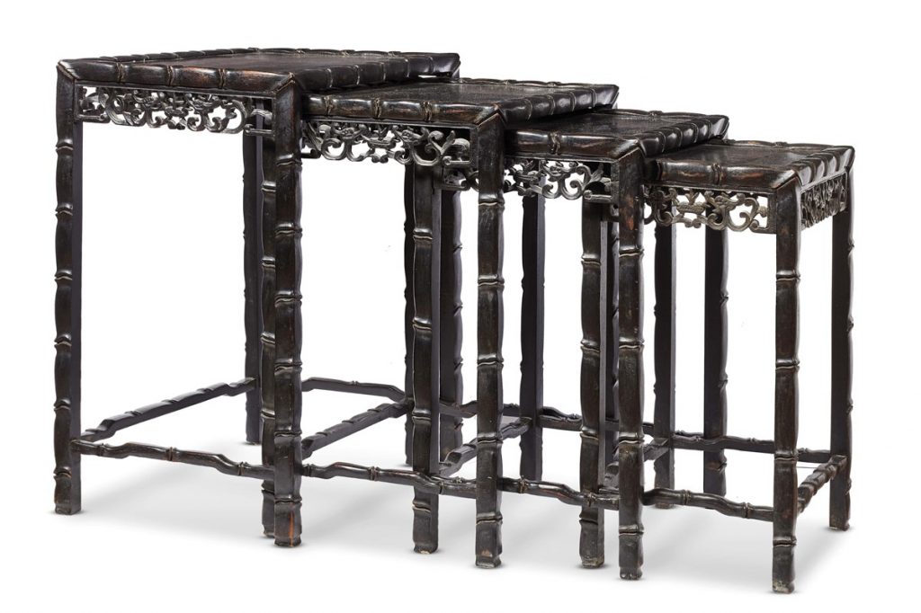 GROUP OF FOUR NEST TABLES, CHINA, 20TH CENTURY
